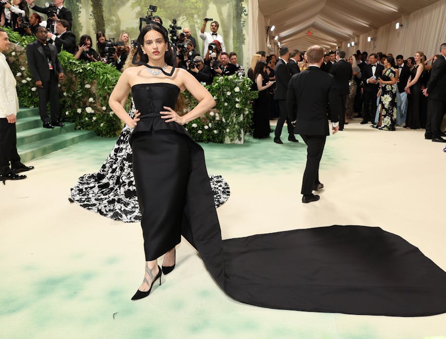 Rosalía al Met Gala 2024 in un costume dress Dior by Maria Grazia Chiuri (Getty Images)