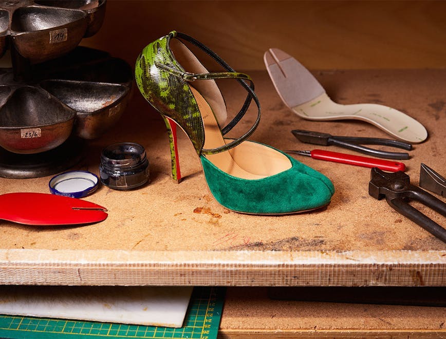 clothing footwear shoe high heel sandal wood device screwdriver tool