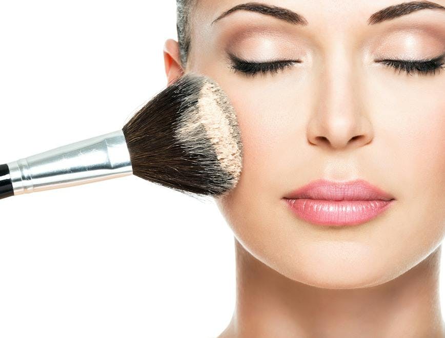 face human person tool brush face makeup cosmetics lipstick