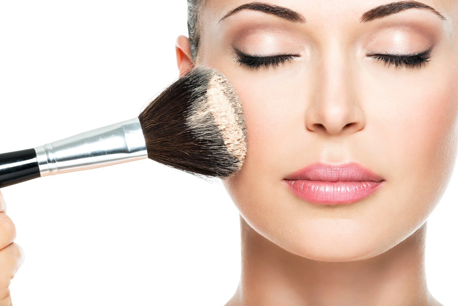 person human face tool brush face makeup cosmetics lipstick