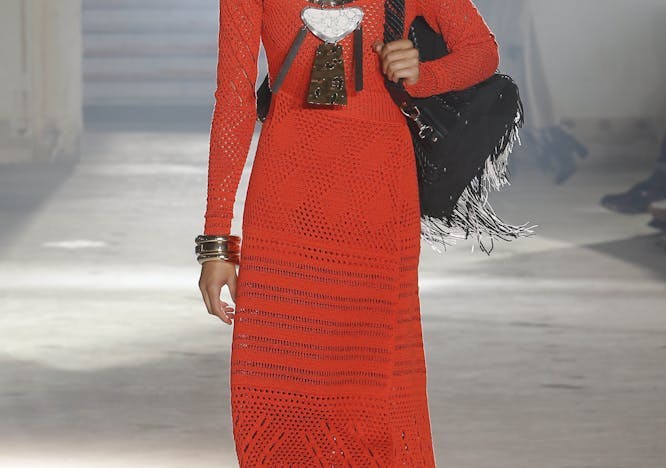 clothing apparel sleeve human person long sleeve fashion runway dress female