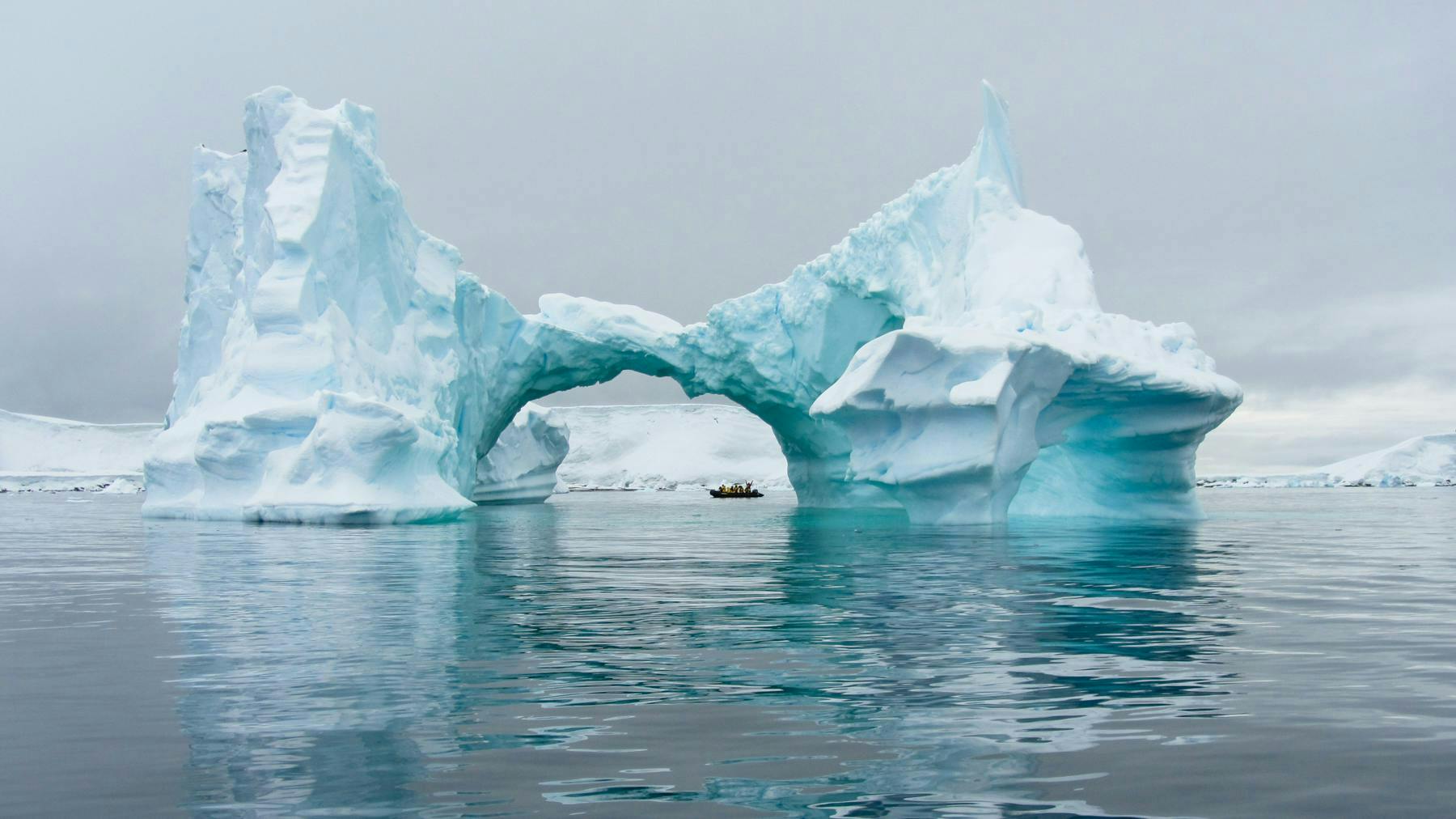 antarctica, zodiac, iceberg, ocean, passengers nature outdoors ice snow mountain iceberg