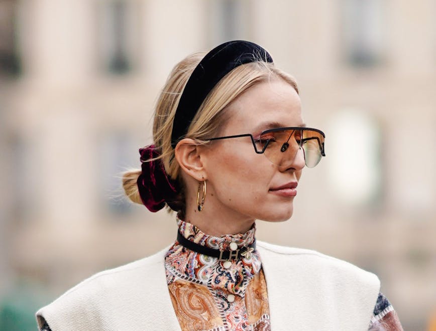 arts culture and entertainment,celebrities,fashion,street style paris apparel clothing human person accessories glasses necklace jewelry hat headband