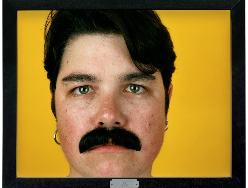monitor electronics display screen person human mustache