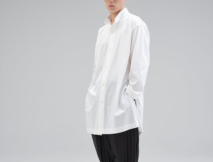 clothing apparel person human shirt long sleeve sleeve