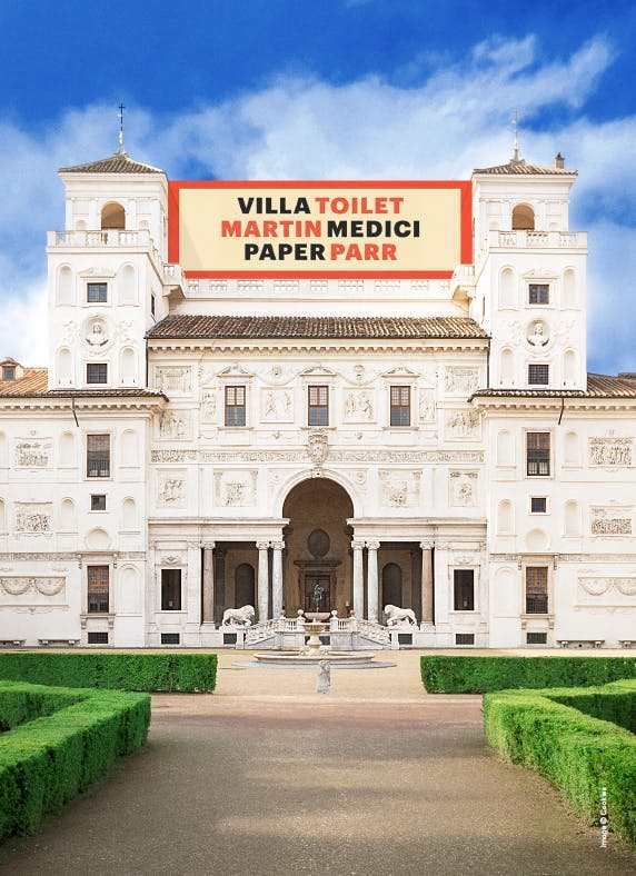 Nell'immagine il poster di Toiletpaper & MArtin Parr - Villa Medici