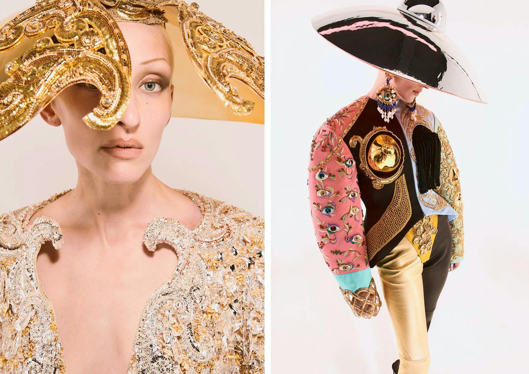 nella foto due look dalla la collezione Schiaparelli haute couture Autunno Inverno 2022 di Daniel Roseberry 