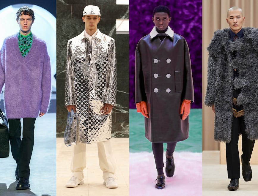 Nella foto 4 look di tendenza moda uomo Autunno Inverno 2021-22
