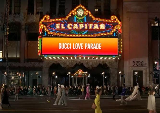 Nella foto il finale di sfilata Gucci Love Parade la sfilata della Walk of Fame