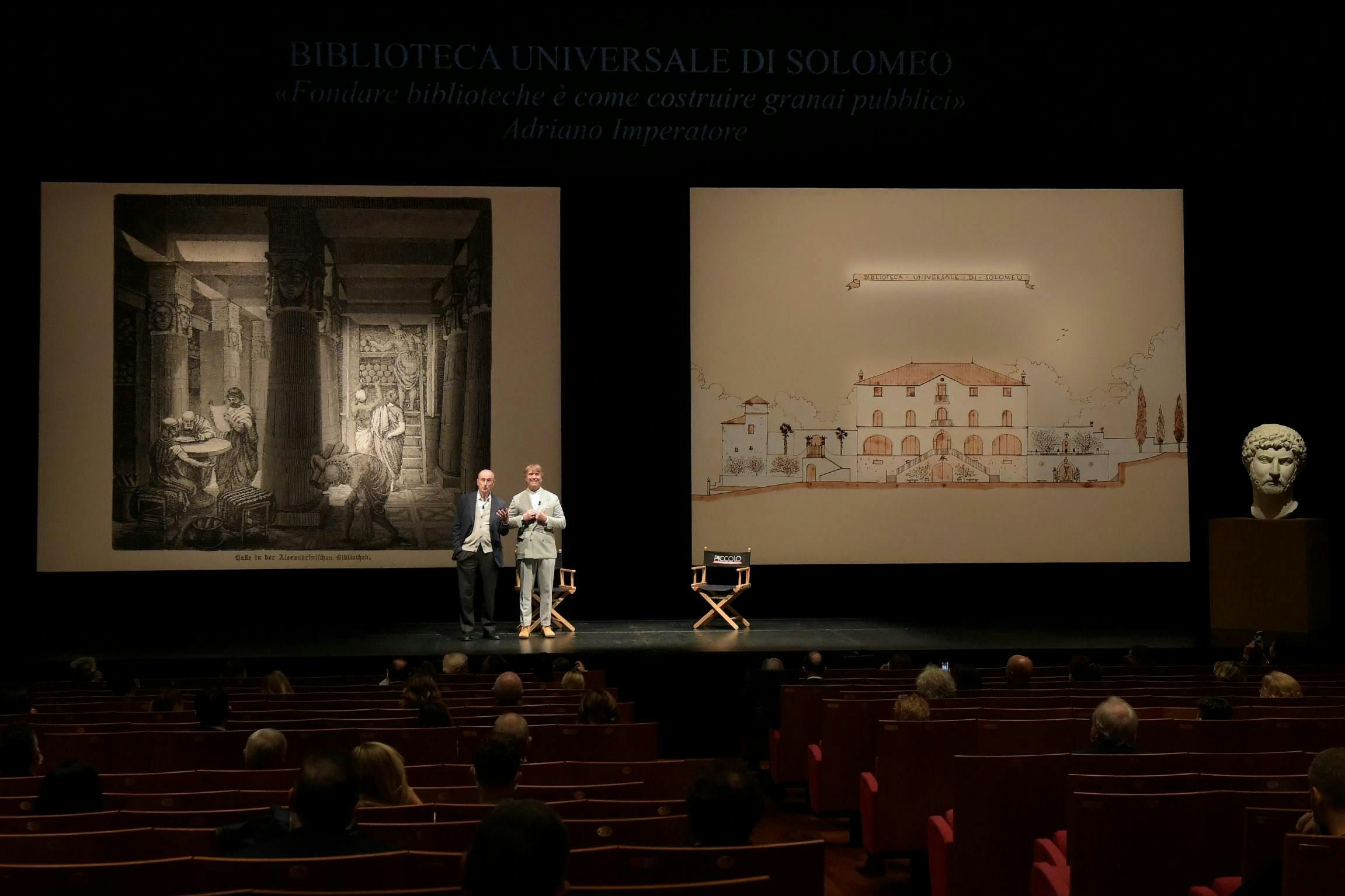 Nella foto Brunello Cucinelli e Massimo de Vico Fallani al Piccolo Teatro di Milano