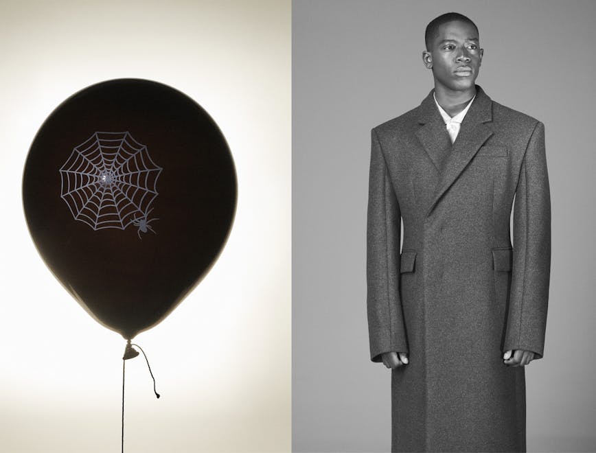 overcoat clothing coat apparel ball balloon person human