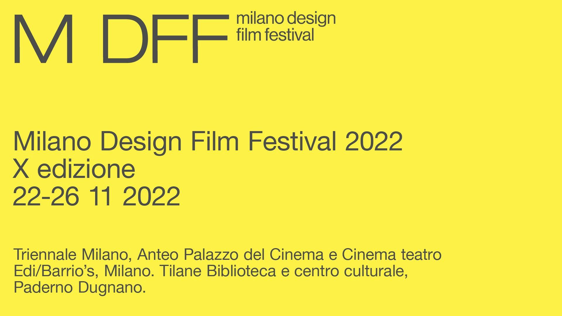 La locandina del Milano Design Film Festival, in programma dal 22 al 26 novembre 2022.