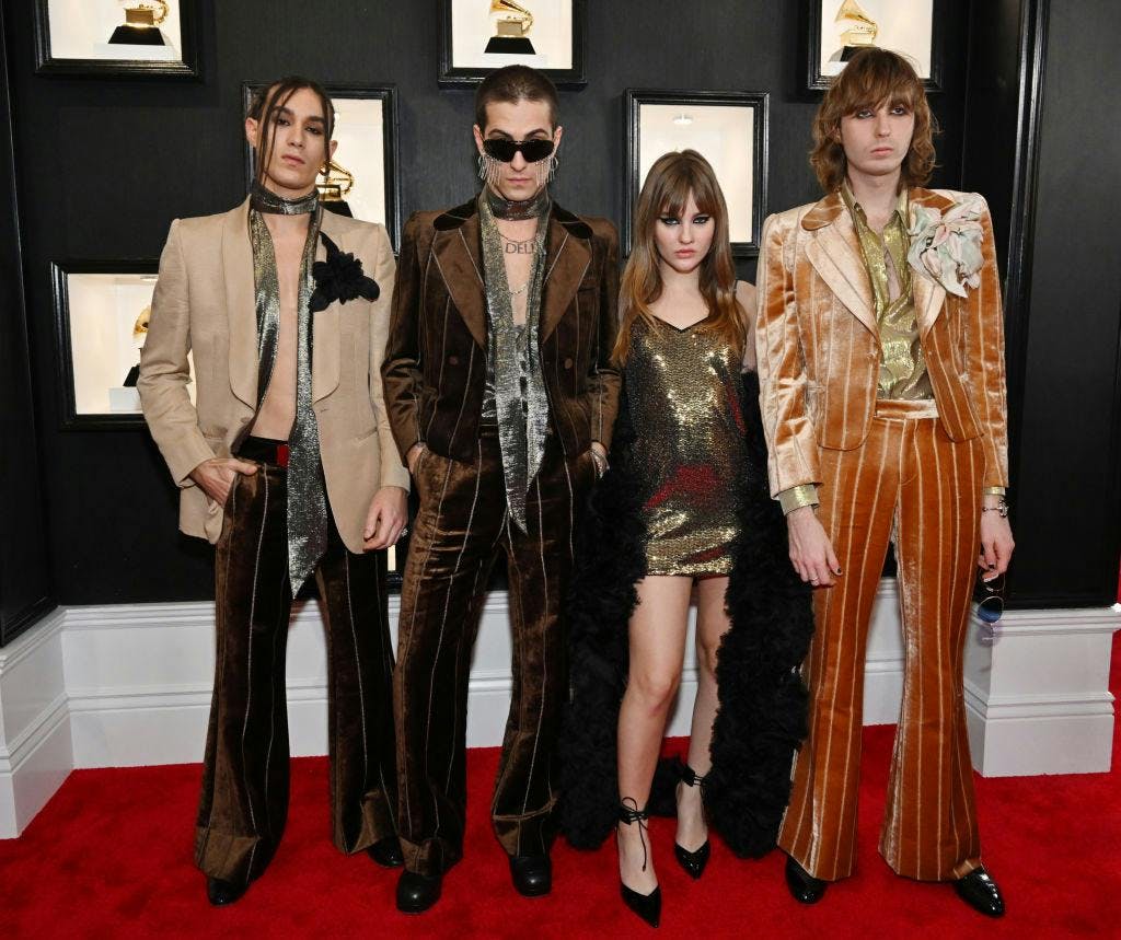 I Maneskin sul red carpet dei Grammy 2023 in Gucci