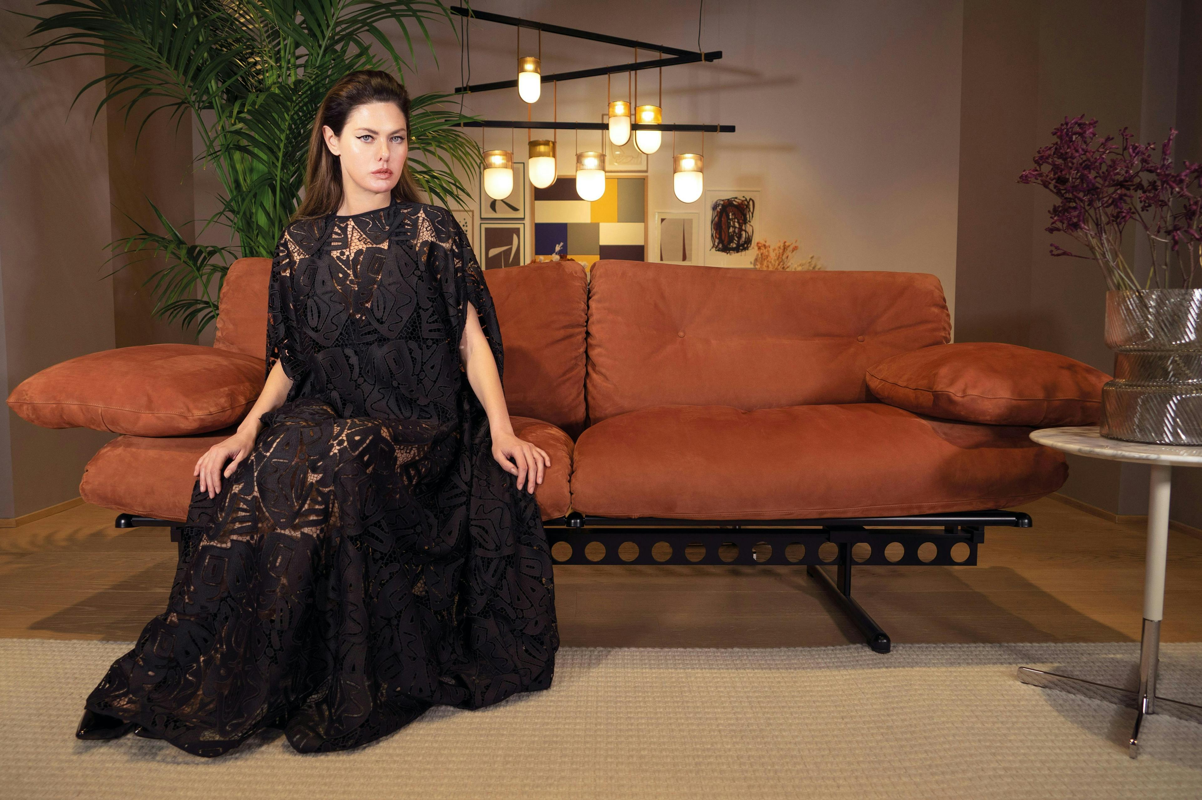 couch dress formal wear evening dress living room fashion adult female person woman