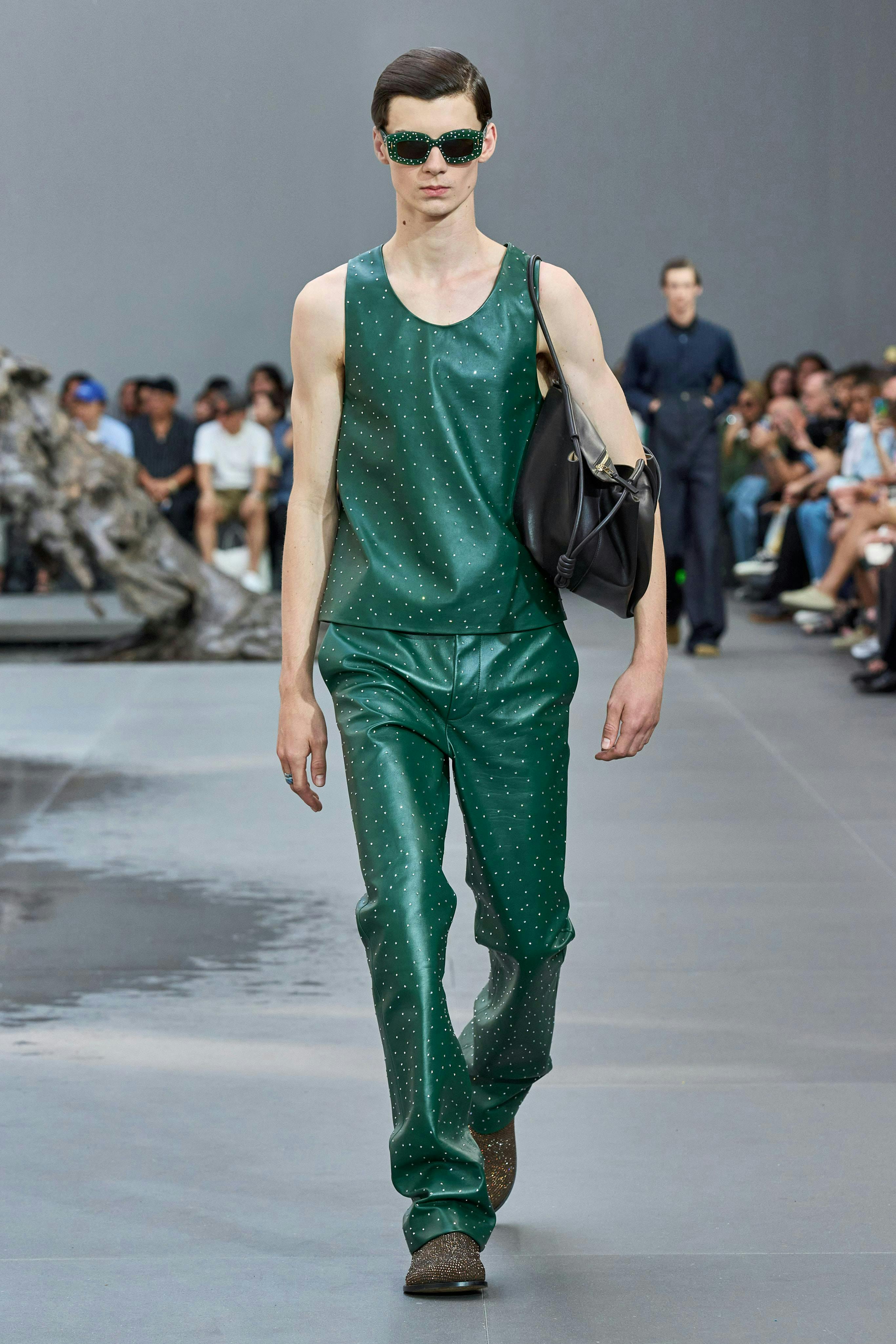 fashion clothing pants formal wear handbag adult male man person pajamas