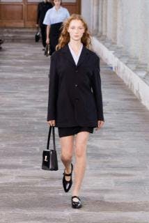 formal wear suit coat blazer jacket shoe accessories handbag high heel dress