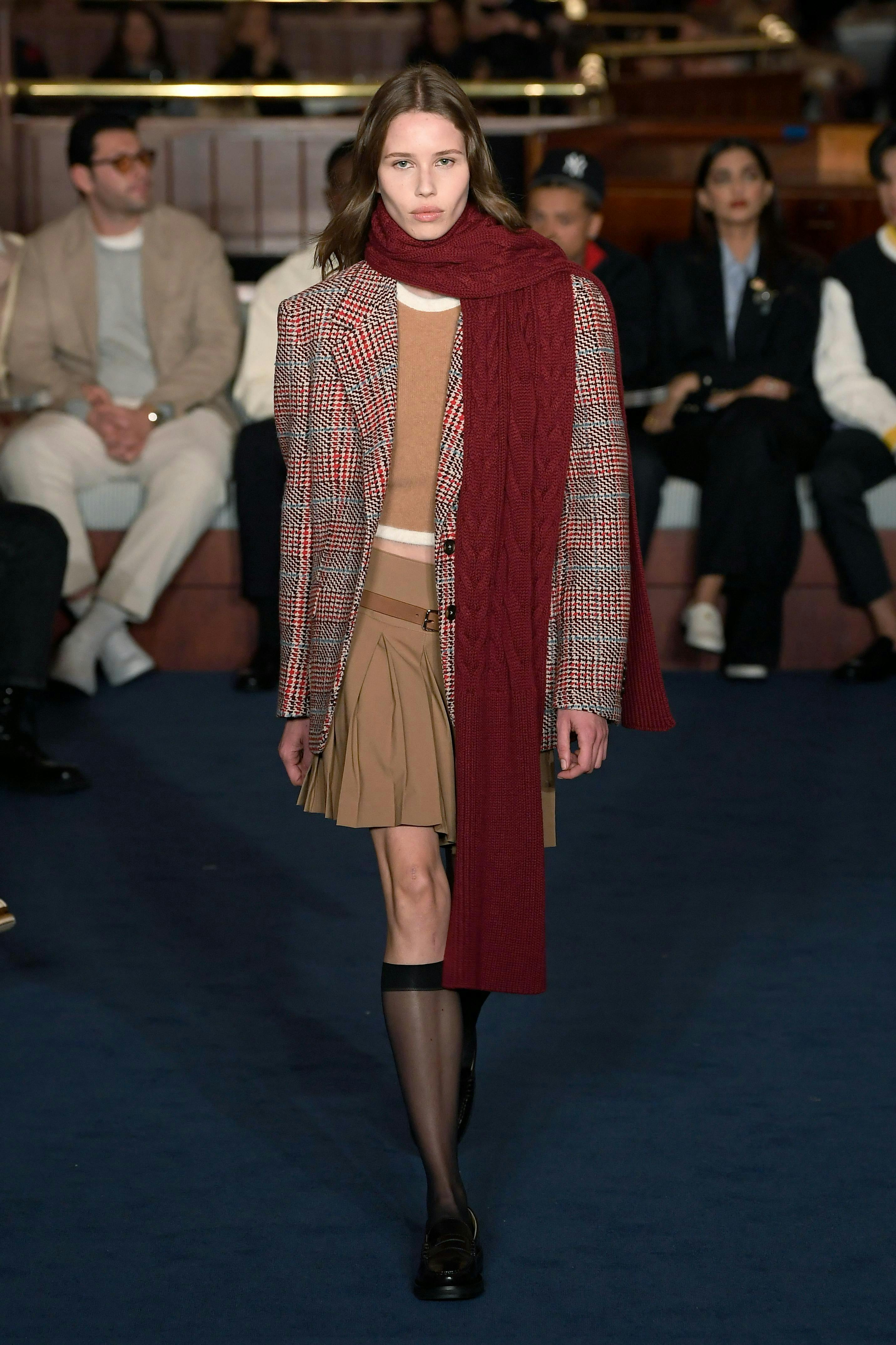 pmcarc rtw fall 2024 nyfw runway tommy hilfiger topics new york adult female person woman fashion coat lady male man face