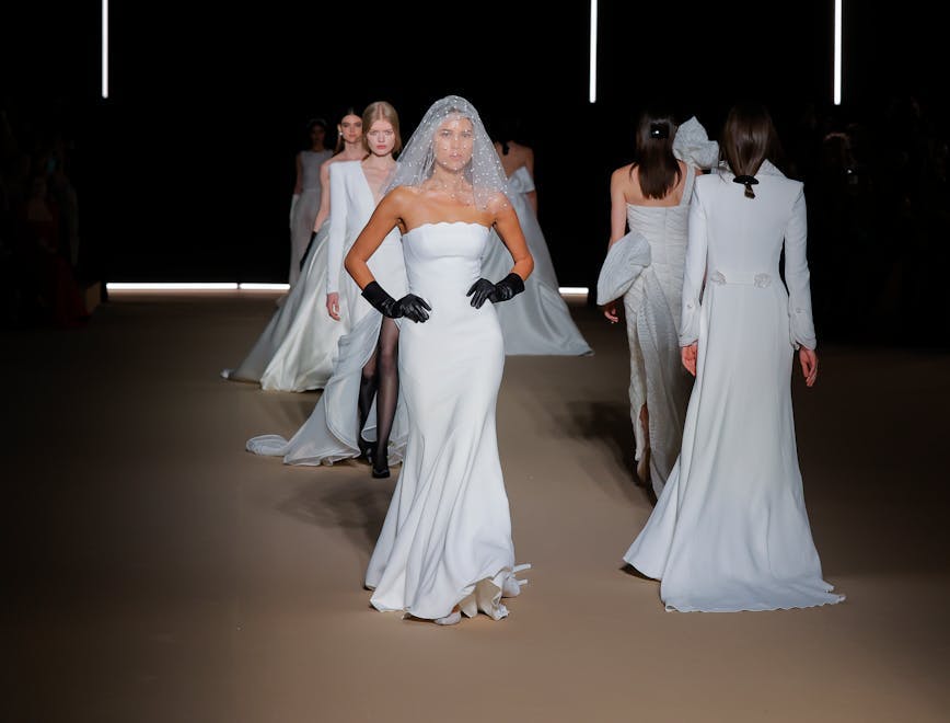 adult bride dress evening dress fashion female formal wear gown person wedding wedding gown woman glove