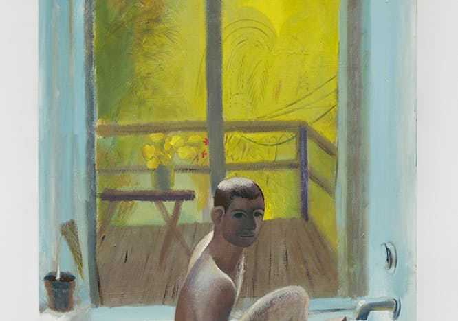 art painting bathing person bathtub tub modern art face head